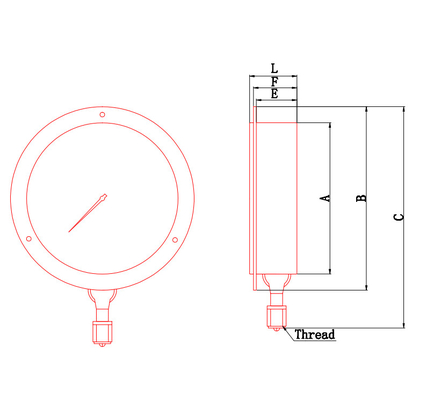0 al silicone antiurto riempito liquido del manometro di acciaio inossidabile 1600Bar ha riempito Pressur