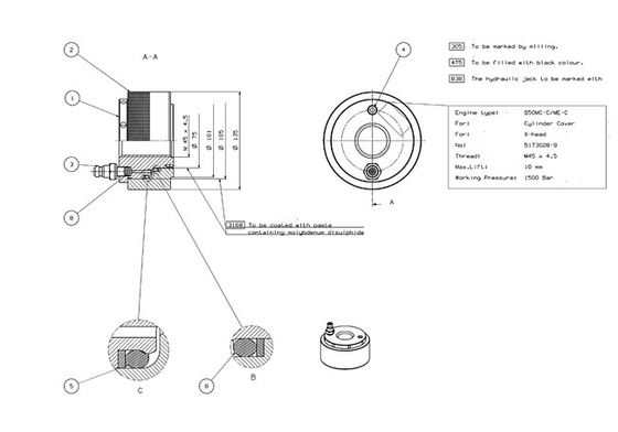Filo M45x4.5 di Jack Hydraulic Bolt Tensioning Tools per la copertura del cilindro di S50mcc